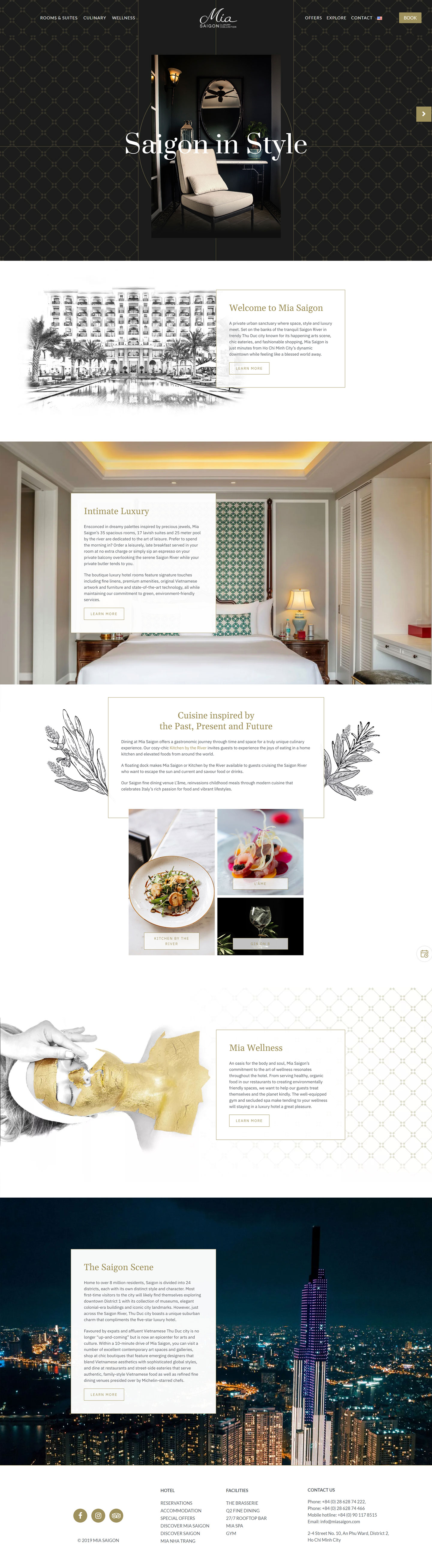 Mia Saigon hotel website design homepage